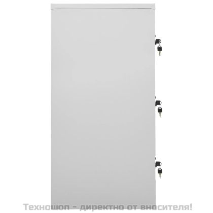 Заключващи се шкафове, 5 бр, светлосиви, 90x45x92,5 см, стомана