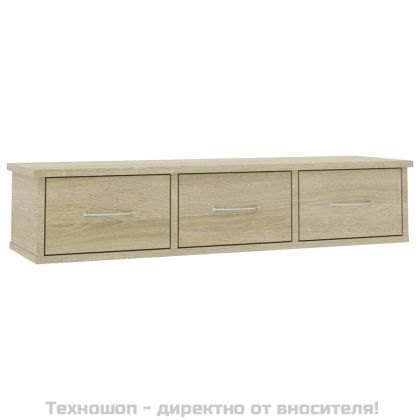 Стенен рафт с чекмеджета, дъб сонома, 88x26x18,5 см