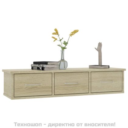 Стенен рафт с чекмеджета, дъб сонома, 88x26x18,5 см