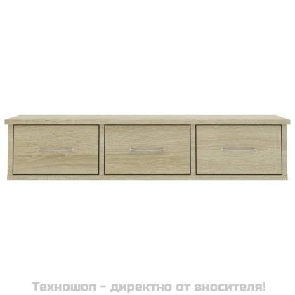 Стенен рафт с чекмеджета, дъб сонома, 88x26x18,5 см