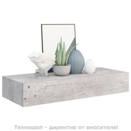 Стенни рафтове с чекмеджета 2 бр бетонно сив 60x23,5x10 см МДФ