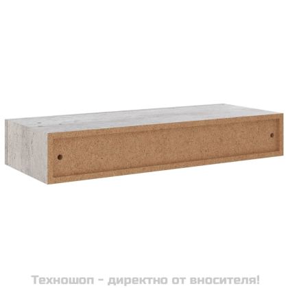 Стенни рафтове с чекмеджета 2 бр бетонно сив 60x23,5x10 см МДФ