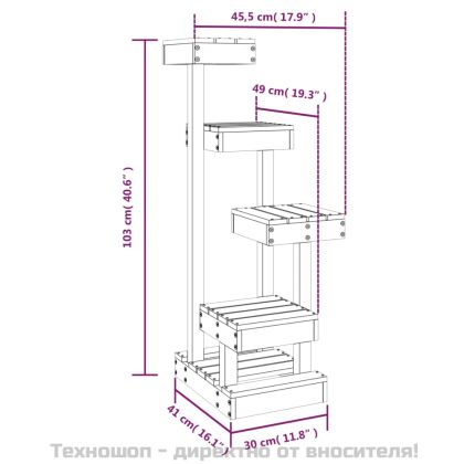 Котешко дърво, 45,5x49x103 см, масивно борово дърво