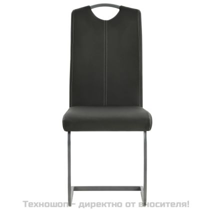 Конзолни трапезни столове, 2 бр, сиви, изкуствена кожа