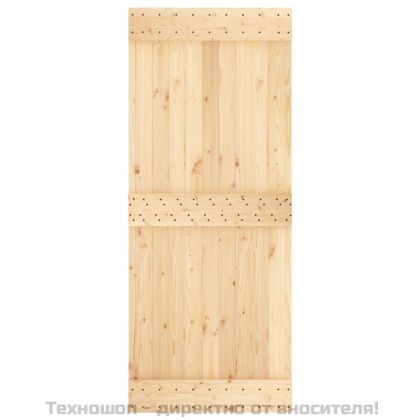 Плъзгаща врата с монтажни части, 85x210 см, борово дърво масив