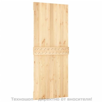 Плъзгаща врата с монтажни части, 85x210 см, борово дърво масив