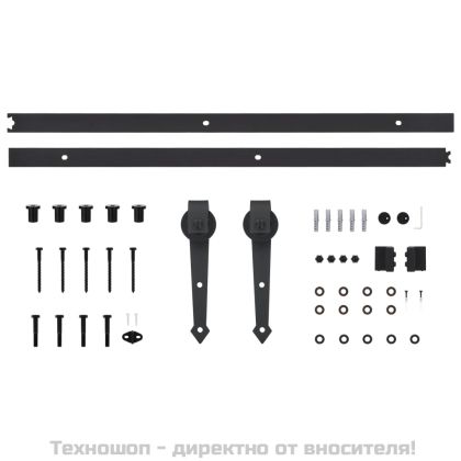 Плъзгаща врата с монтажни части, 85x210 см, борово дърво масив