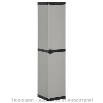 Градински шкаф за съхранение с 3 рафта сиво-черен 34x40x168 см