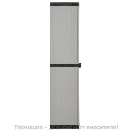 Градински шкаф за съхранение с 3 рафта сиво-черен 34x40x168 см