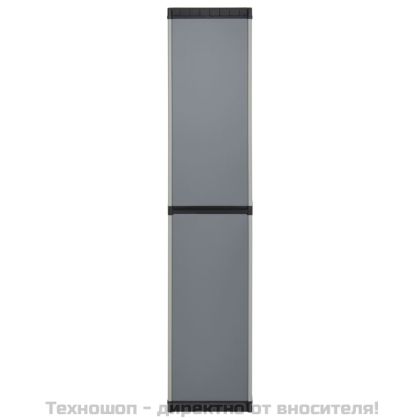 Градински шкаф за съхранение с 3 рафта сиво-черен 34x40x168 см