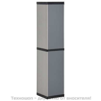 Градински шкаф за съхранение с 3 рафта сиво-черен 34x40x168 см