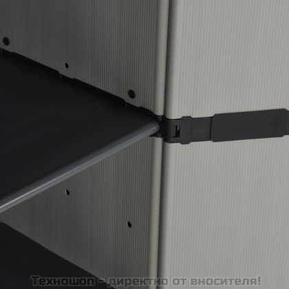 Градински шкаф за съхранение с 3 рафта сиво-черен 34x40x168 см