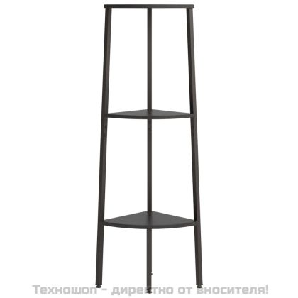 Ъглова етажерка с 3 рафта черна 45,5x31,5x120 см