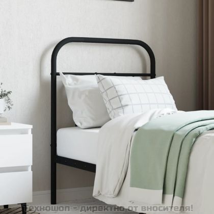 Метална табла за глава, черна, 75 см