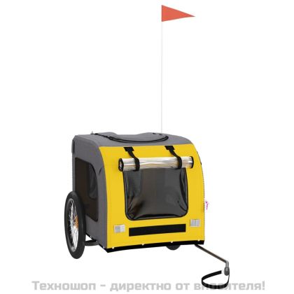 Ремарке за колело за любимци жълт и сив Оксфорд плат и желязо