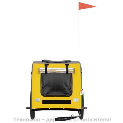 Ремарке за колело за любимци жълт и сив Оксфорд плат и желязо