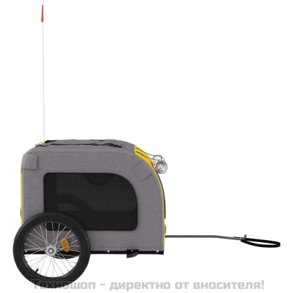 Ремарке за колело за любимци жълт и сив Оксфорд плат и желязо