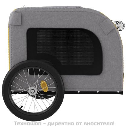 Ремарке за колело за любимци жълт и сив Оксфорд плат и желязо