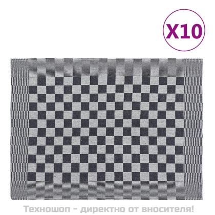 Кухненски кърпи 10 бр черно и бяло 50x70 см памук