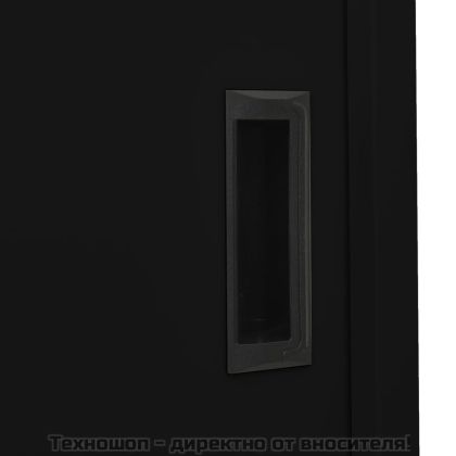 Офис шкаф с плъзгаща се врата, черен, 90x40x180 см, стомана