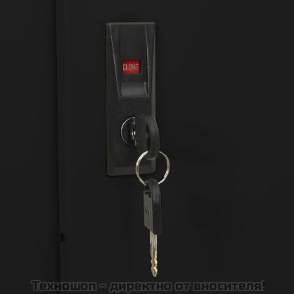 Офис шкаф с плъзгаща се врата, черен, 90x40x180 см, стомана