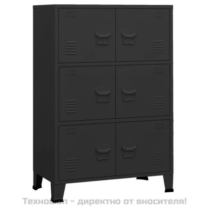 Индустриален скрин за съхранение, черен, 75x40x115 cм, метал