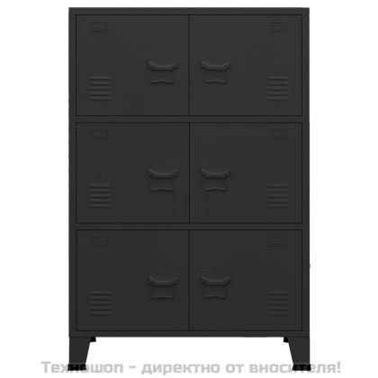 Индустриален скрин за съхранение, черен, 75x40x115 cм, метал