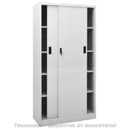 Офис шкаф с плъзгаща се врата, светлосив, 90x40x180 см, стомана