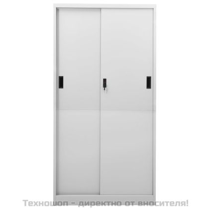 Офис шкаф с плъзгаща се врата, светлосив, 90x40x180 см, стомана