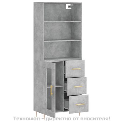 Висок шкаф, бетонно сив, 69,5x34x180 см, инженерно дърво