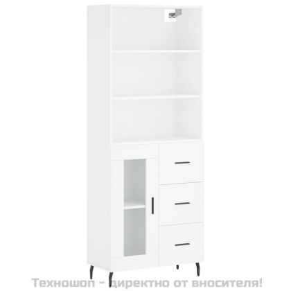 Висок шкаф, бял, 69,5x34x180 см, инженерно дърво