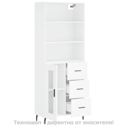 Висок шкаф, бял, 69,5x34x180 см, инженерно дърво
