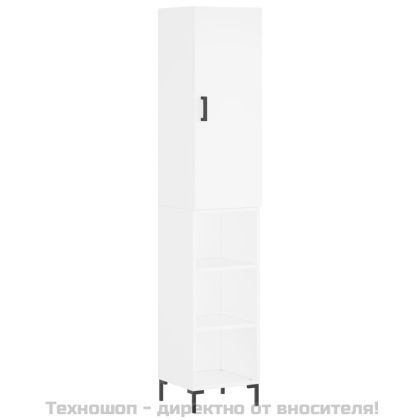 Висок шкаф, бял, 34,5x34x180 см, инженерно дърво