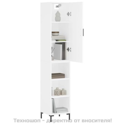 Висок шкаф, бял, 34,5x34x180 см, инженерно дърво