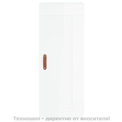 Висок шкаф, бял гланц, 34,5x34x180 см, инженерно дърво