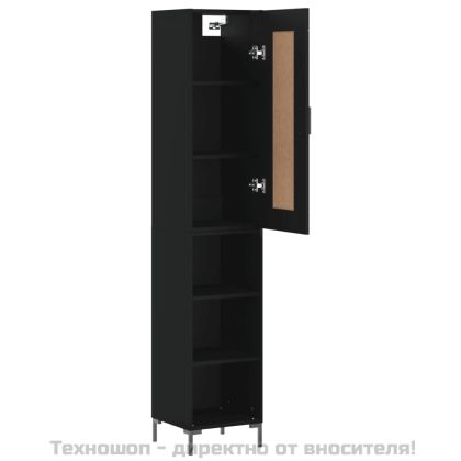 Висок шкаф, черна, 34,5x34x180 см, инженерно дърво