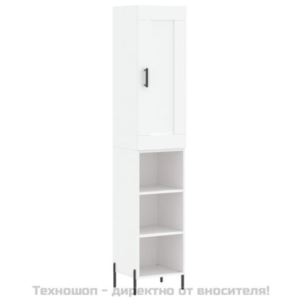 Висок шкаф, бял, 34,5x34x180 см, инженерно дърво