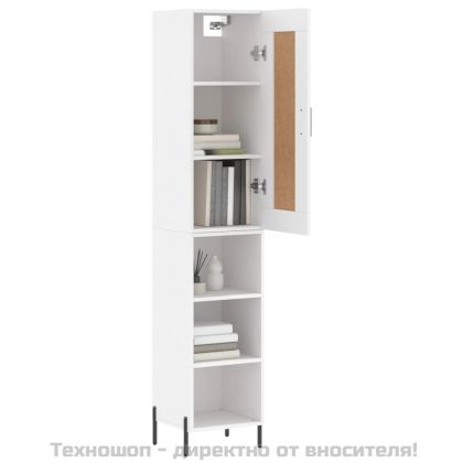 Висок шкаф, бял, 34,5x34x180 см, инженерно дърво