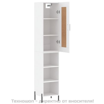 Висок шкаф, бял, 34,5x34x180 см, инженерно дърво