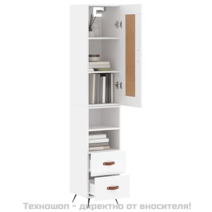 Висок шкаф, бял, 34,5x34x180 см, инженерно дърво