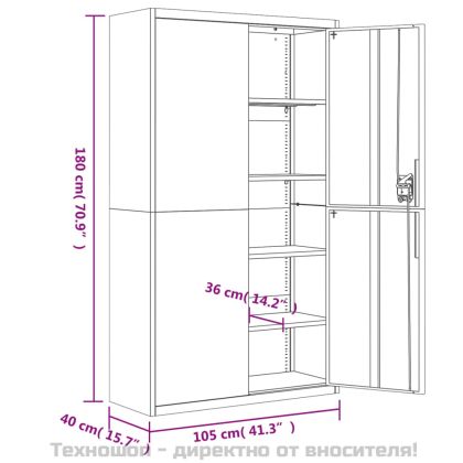 Шкаф за папки черен 105x40x180 см стомана