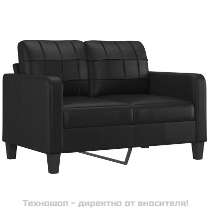 2-местен диван, черен, 120 см, изкуствена кожа