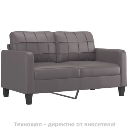 2-местен диван, сив, 140 см, изкуствена кожа