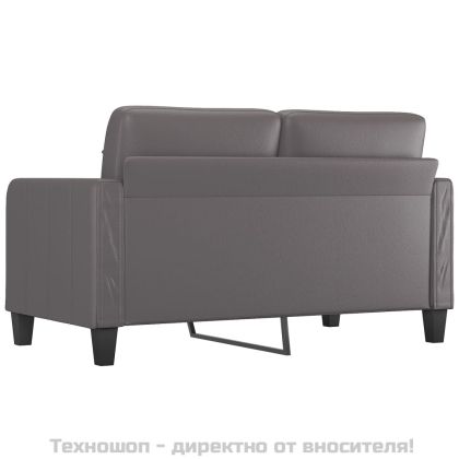 2-местен диван, сив, 140 см, изкуствена кожа