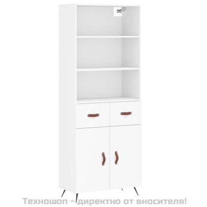 Висок шкаф, бял, 69,5x34x180 см, инженерно дърво