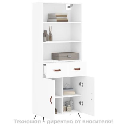 Висок шкаф, бял, 69,5x34x180 см, инженерно дърво