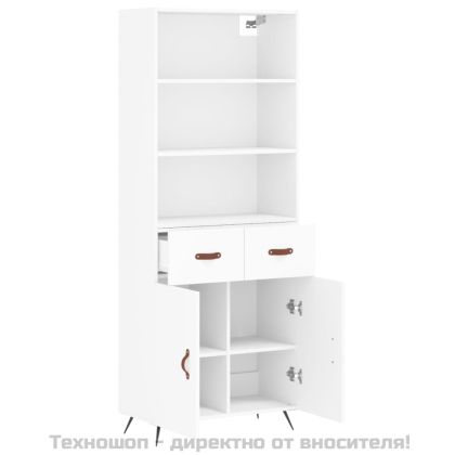 Висок шкаф, бял, 69,5x34x180 см, инженерно дърво