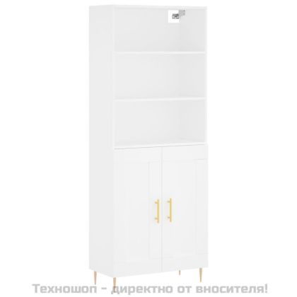Висок шкаф, бял, 69,5x34x180 см, инженерно дърво