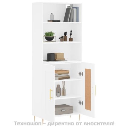 Висок шкаф, бял, 69,5x34x180 см, инженерно дърво