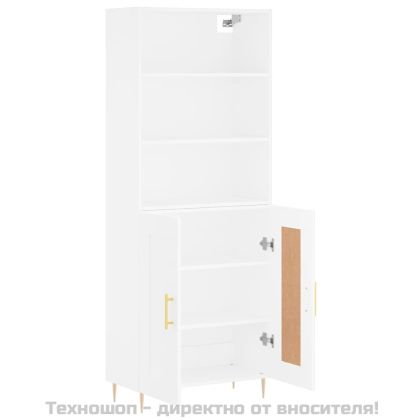 Висок шкаф, бял, 69,5x34x180 см, инженерно дърво